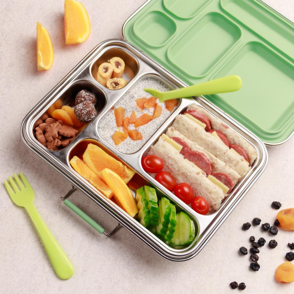 stainless steel bento lunchbox in sage