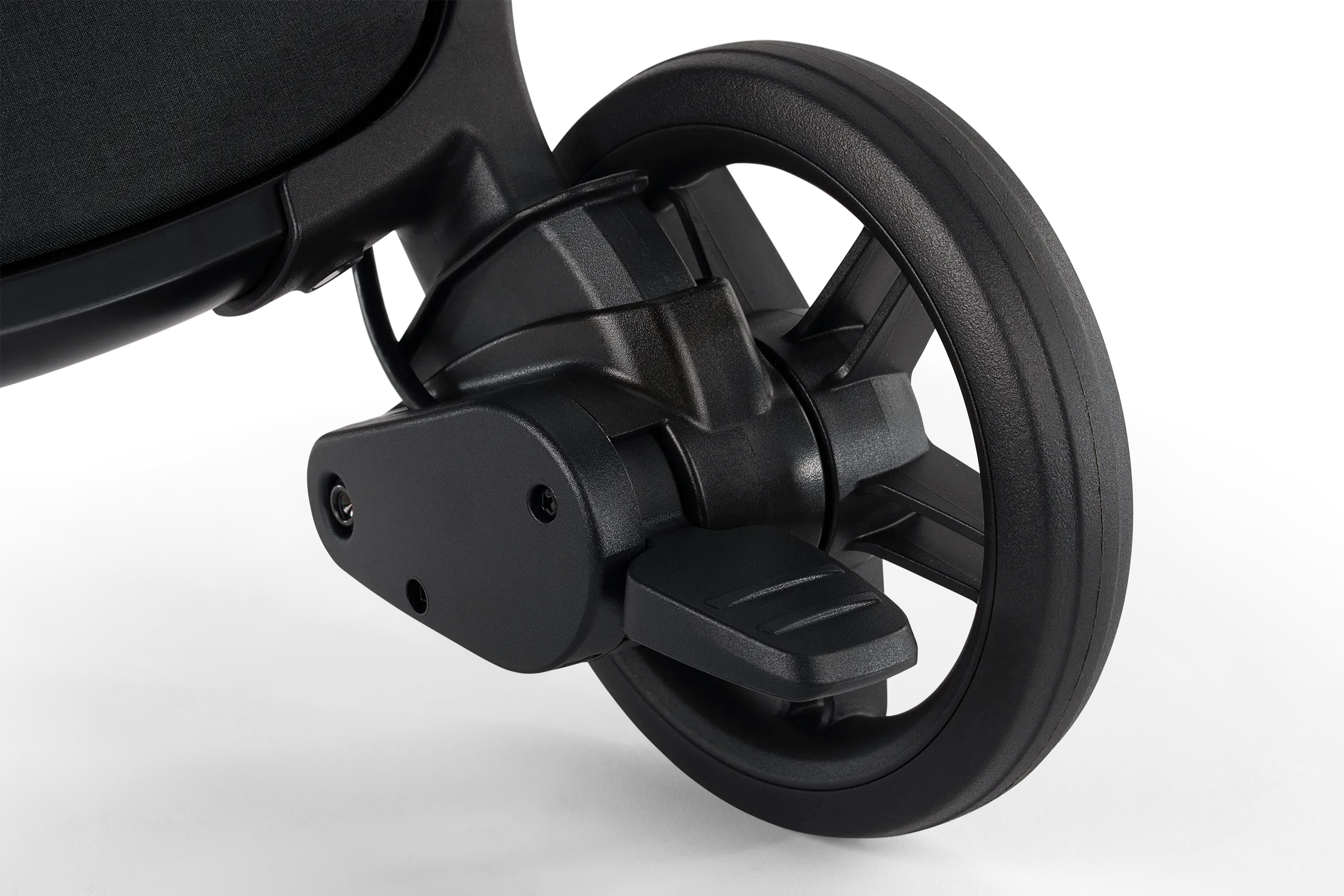 One-touch rear wheel brake on the Nuna VIAA cabn stroller