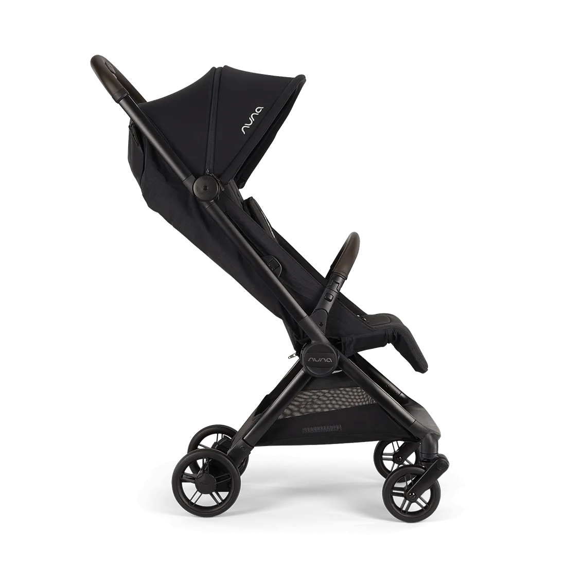 Nuna VIAA cabn stroller in Caviar, side profile