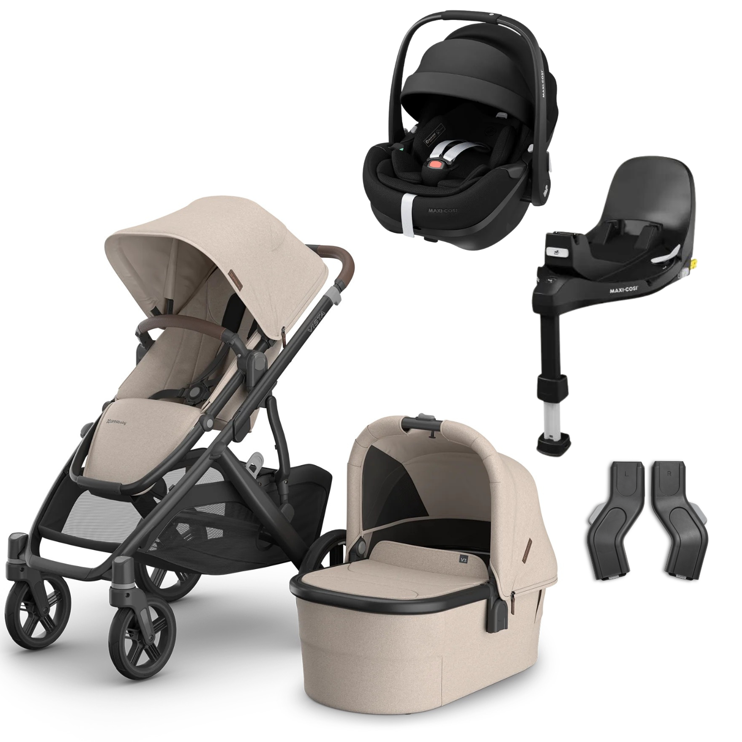UPPAbaby VISTA V3 Stroller & Maxi Cosi Pebble 360 Pro² Capsule + SlideTech Base Bundle