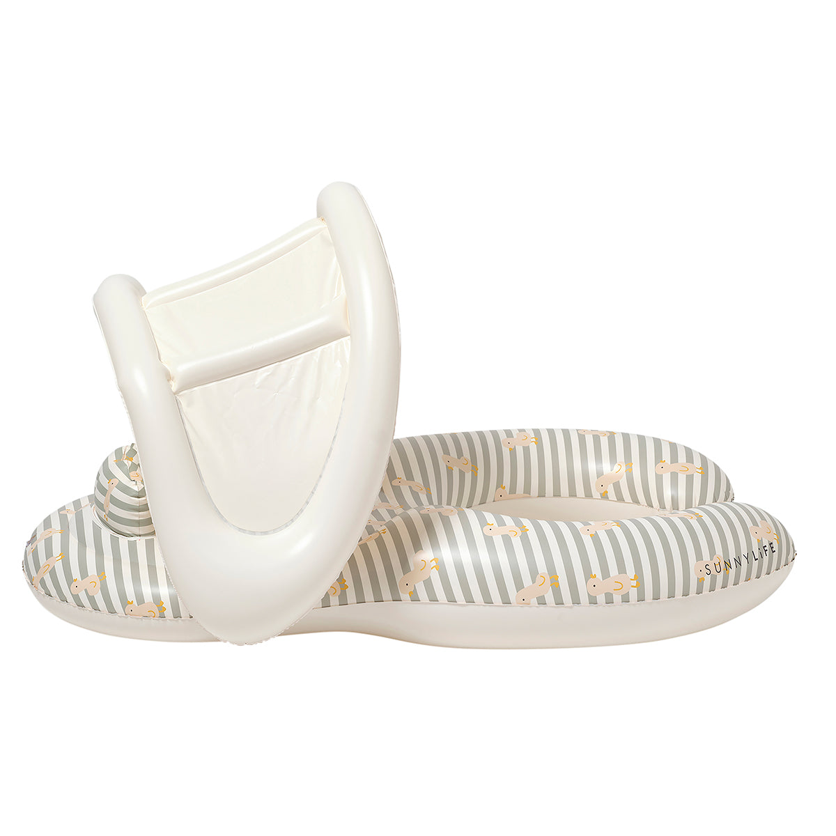 Sunnylife Float Together Baby Seat Duck Sage Stripe seat detail