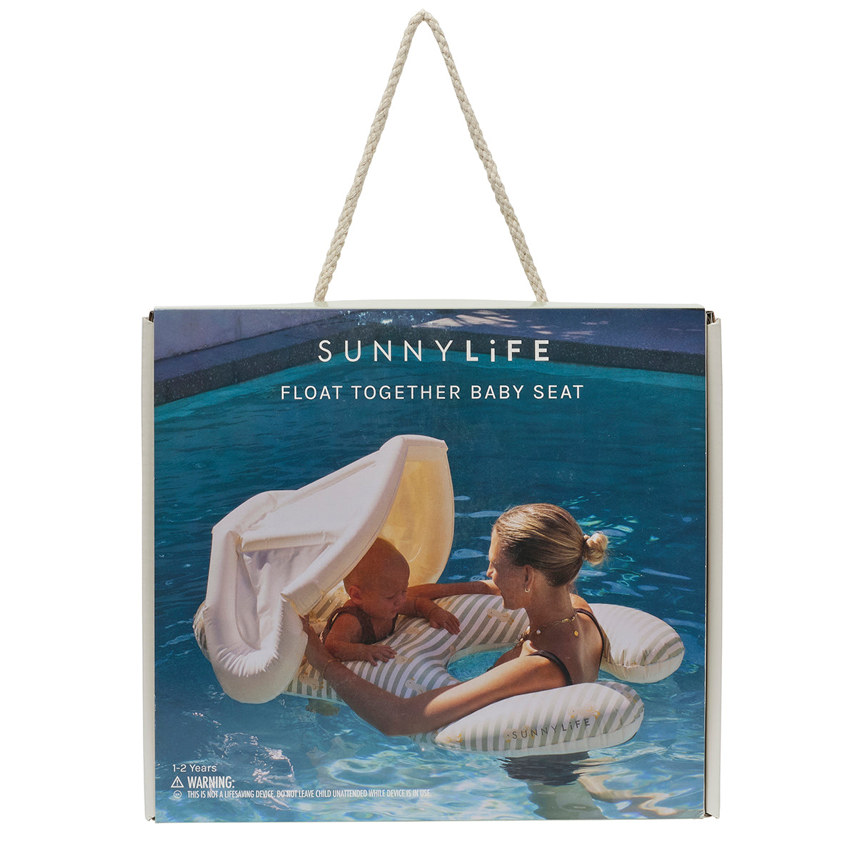 Sunnylife Float Together Baby Seat Duck Sage Stripe side view