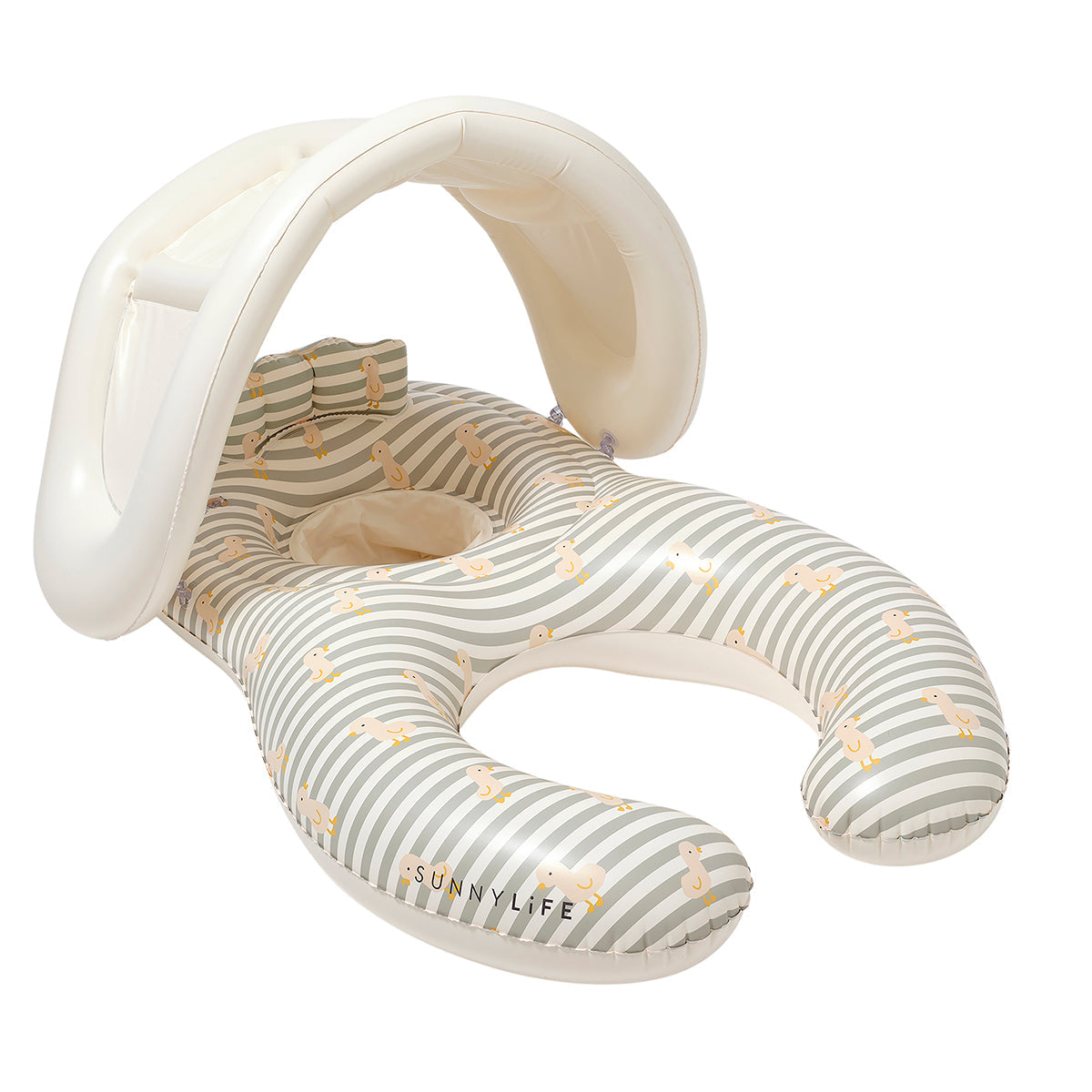 Sunnylife Float Together Baby Seat Duck Sage Stripe