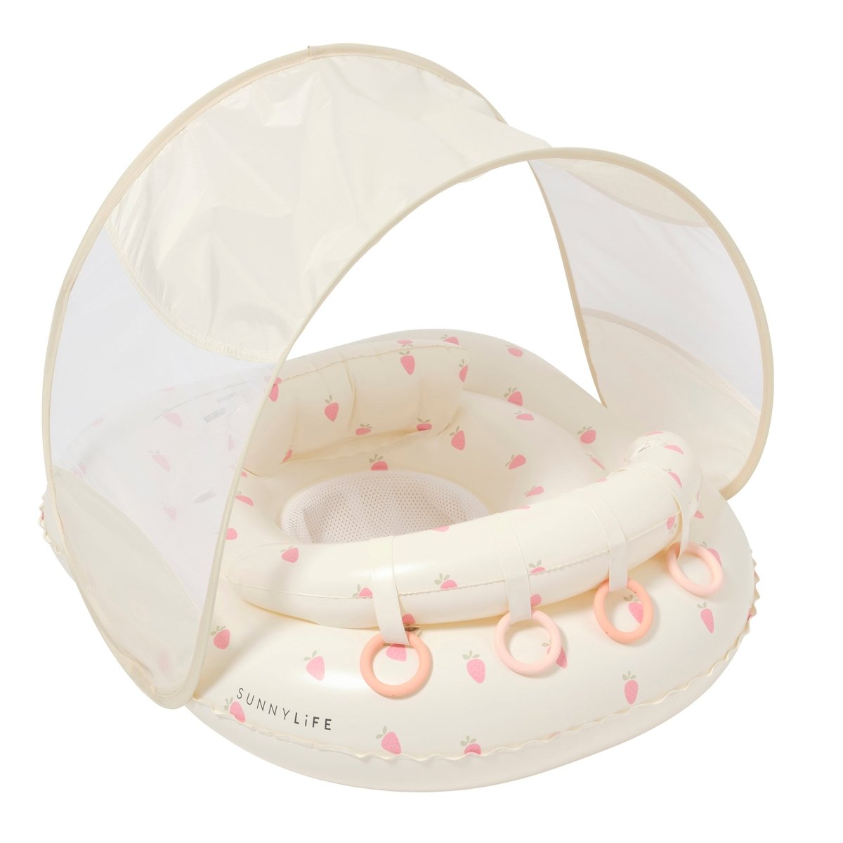 Sunnylife Interactive Baby Float Strawberry Sunshine Pink with canopy