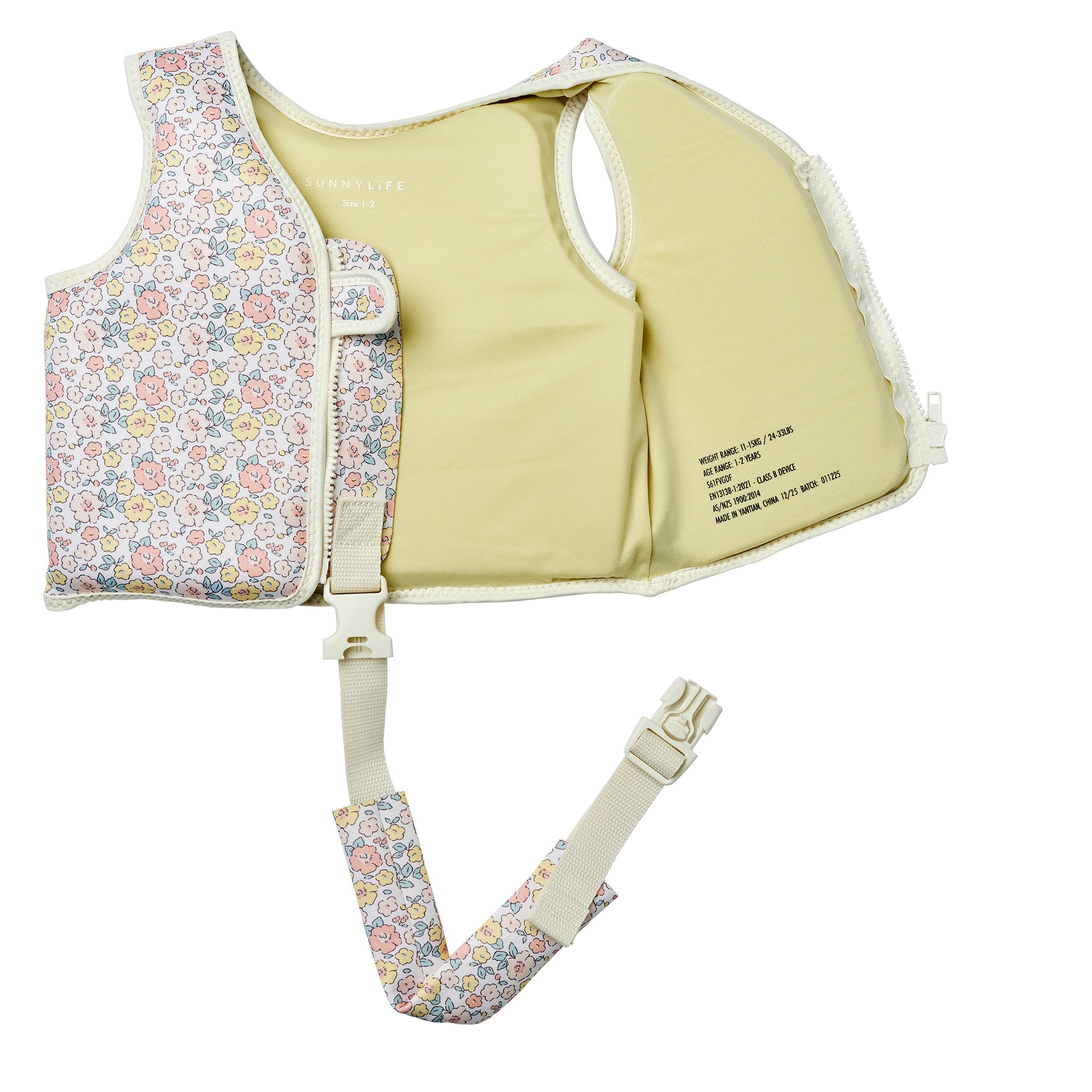 Sunnylife Kids Swim Vest Into the Garden Ditsy Floral zip detail