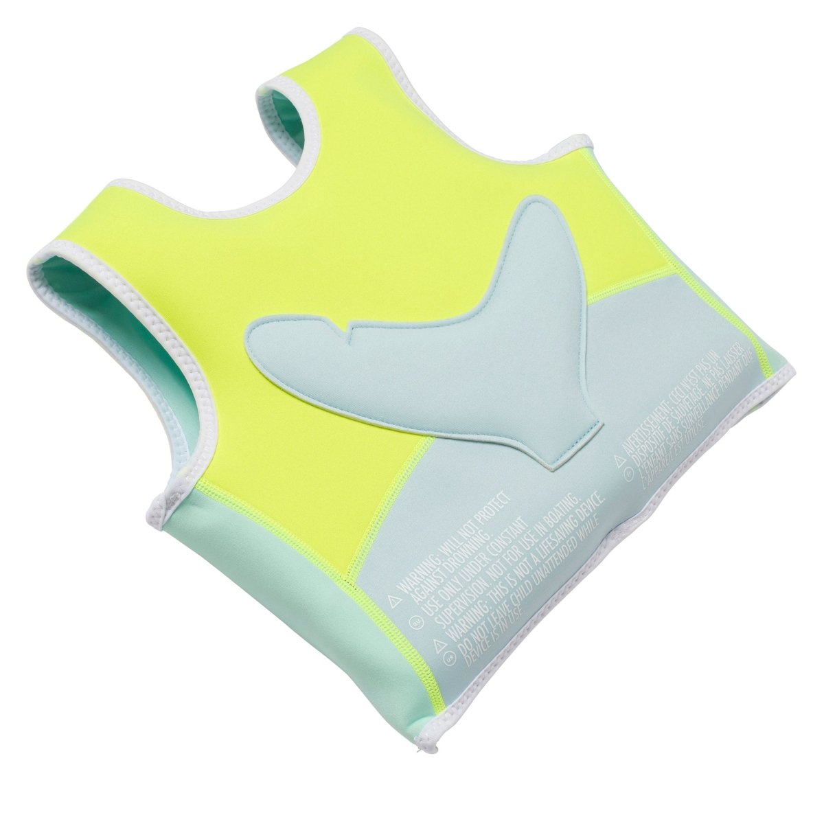 Sunnylife Kids Swim Vest Salty the Shark Aqua Neon zip detail