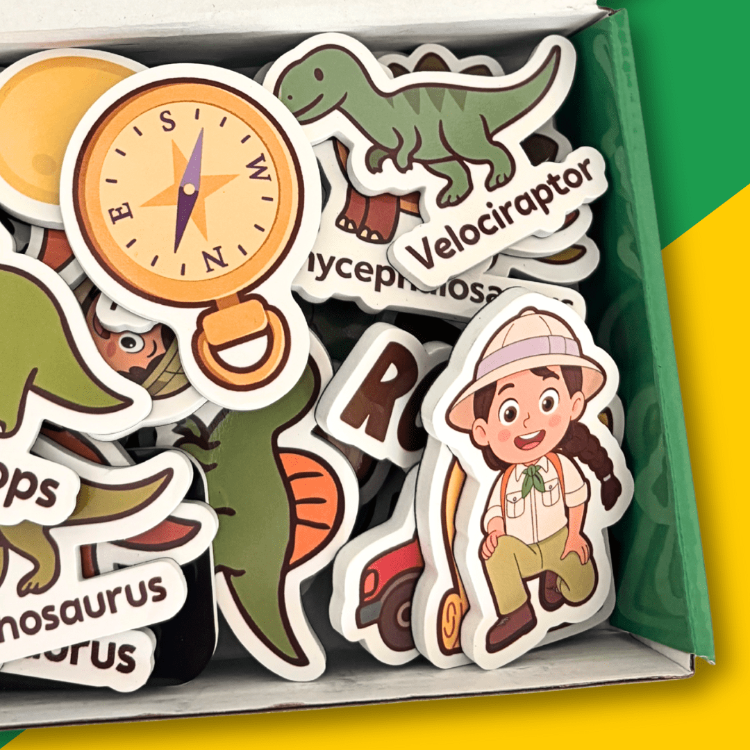 Dinosaur scene made with Smartypals magnets