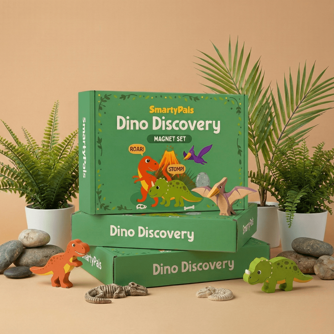 Smartypals Dino Discovery Magnet Set on a play wall