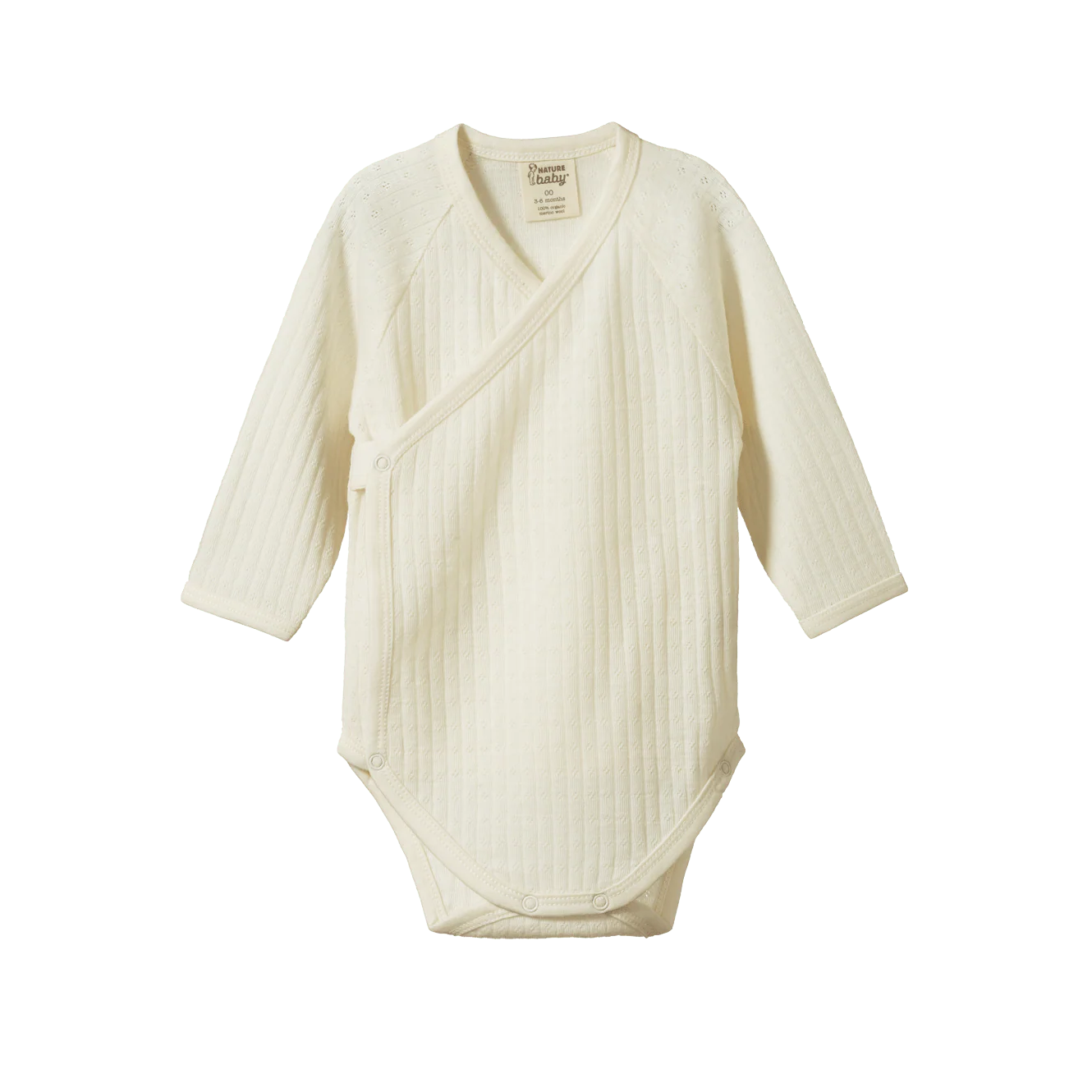 merino long sleeve kimono pointelle bodysuit natural