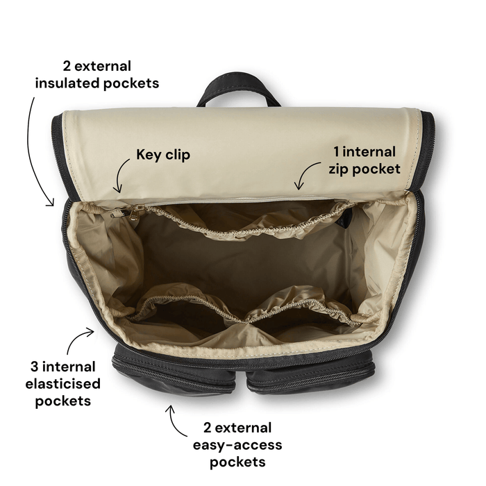 oioi signature nappy bag in black dimple