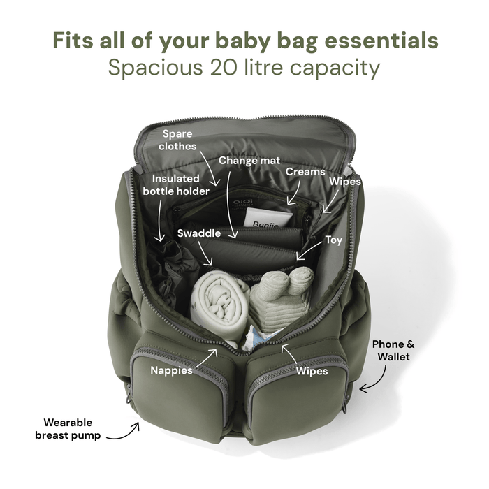 oioi signature nappy backpack in sage neoprene