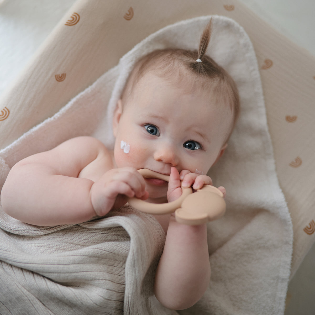 Baby with the Mushie Dog Teether