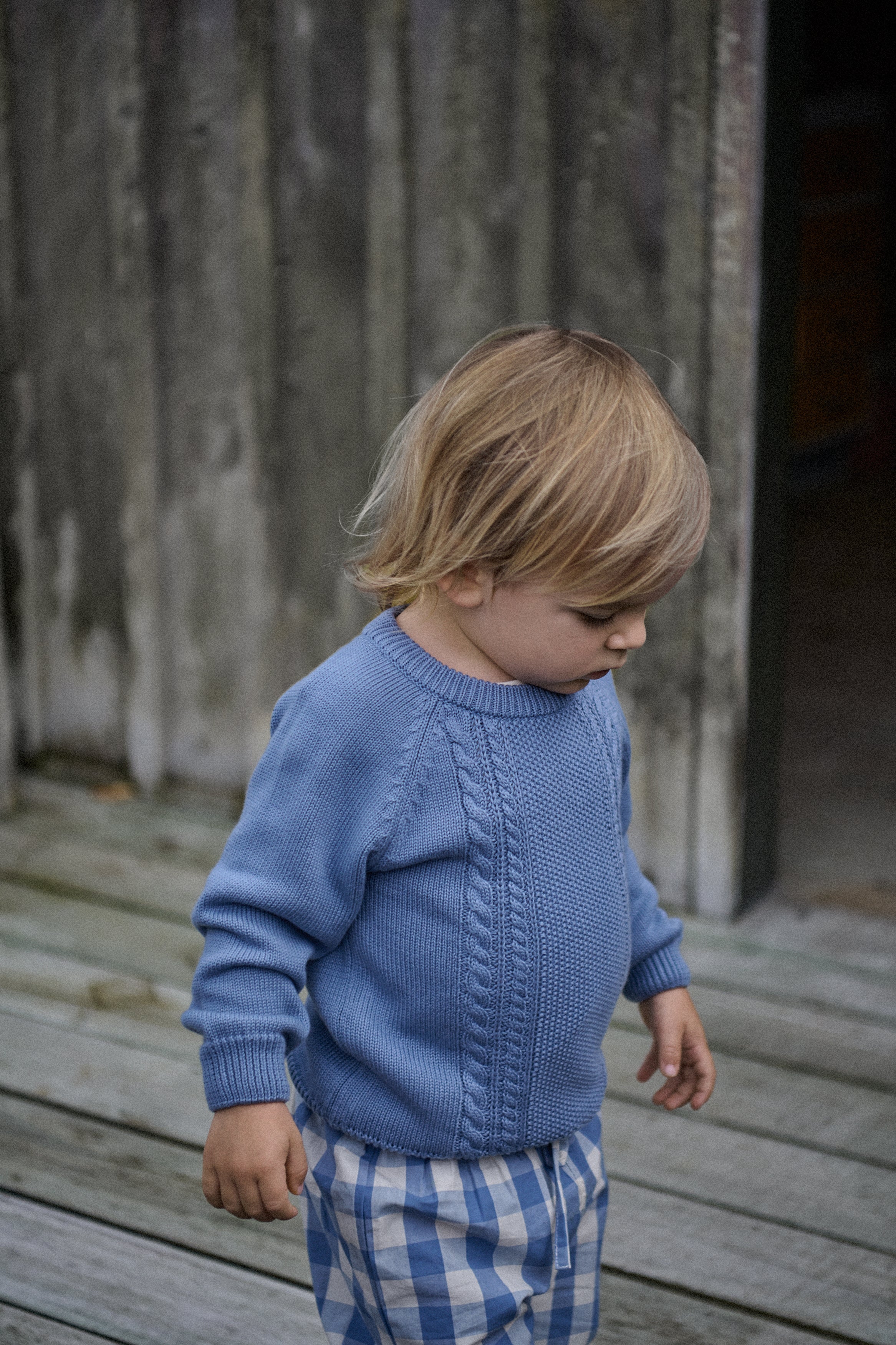 DUSKY BLUE Cable knit jumper