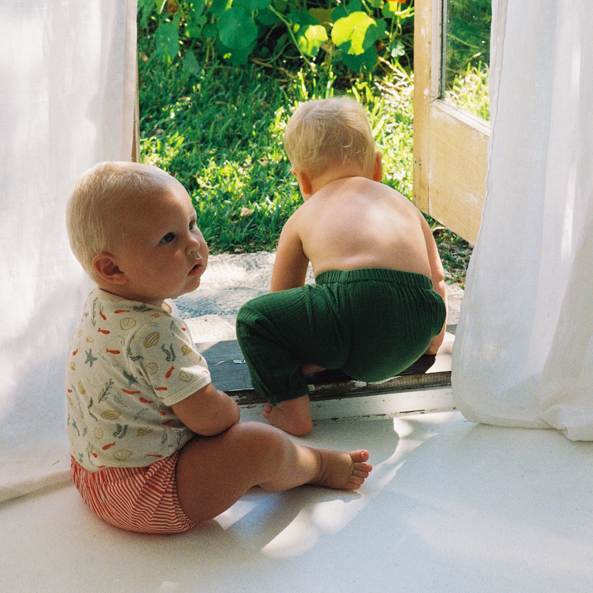 Arie Shorts in Meri Stripe worn by baby