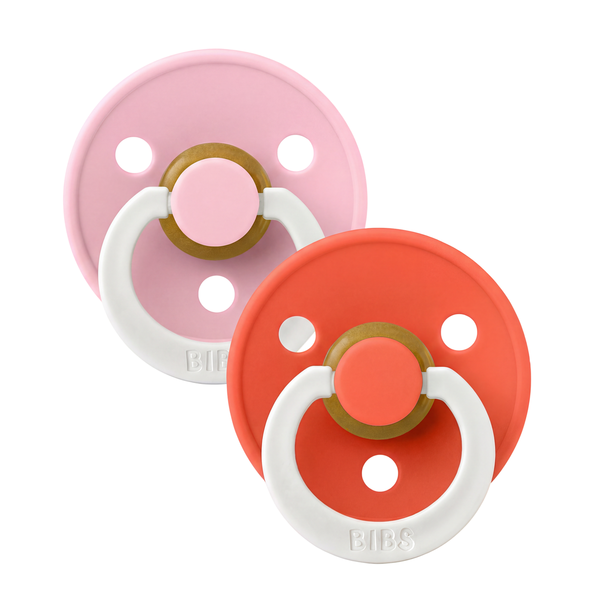 BIBS Round Glow Pacifier Baby Pink/Tango