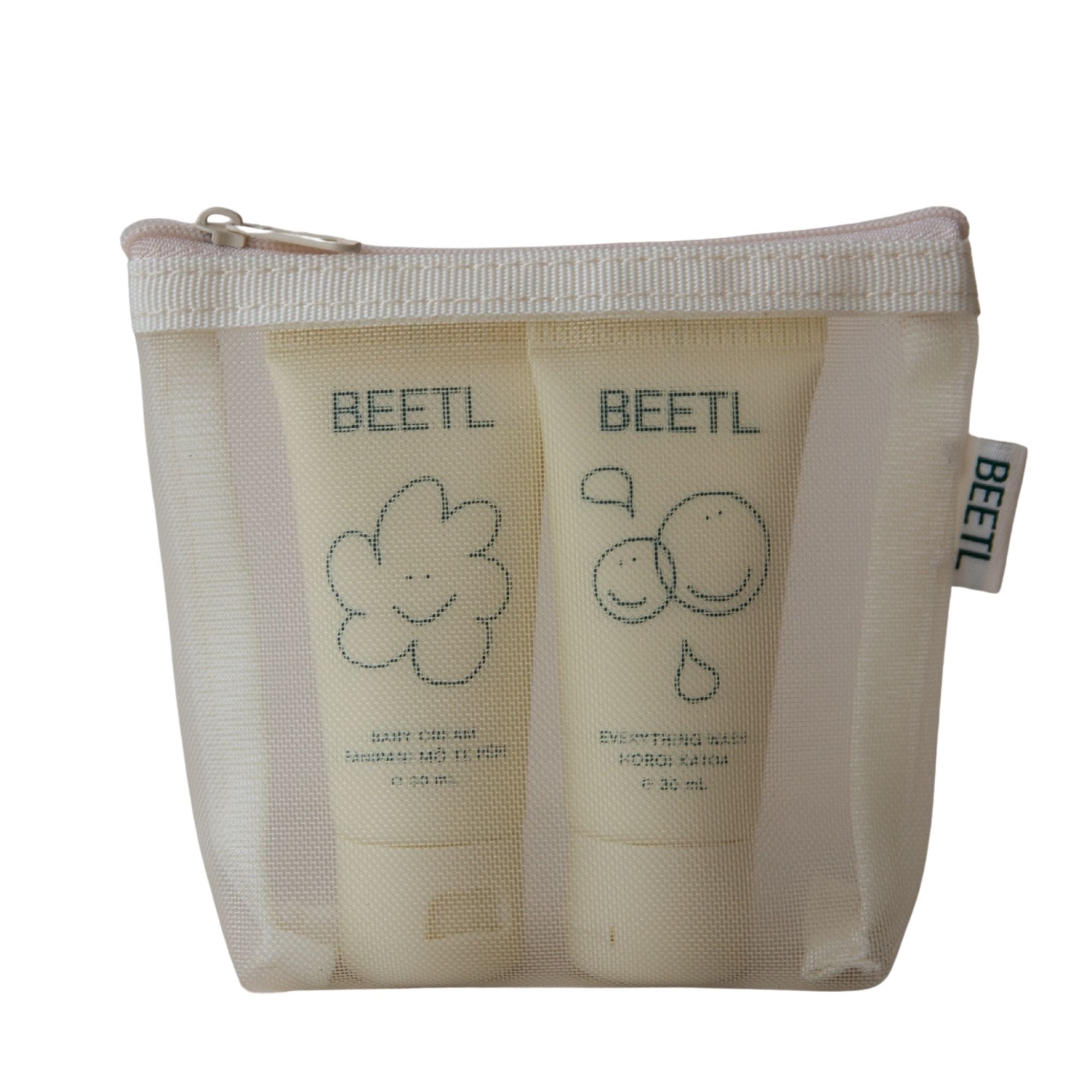 BEETL Mini Set with 30ml Everything Wash, 30ml Baby Cream and reusable toiletry bag