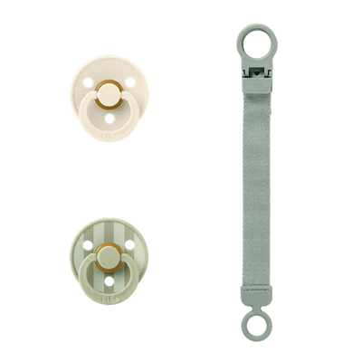 bibs dummy and loop gift set in sage