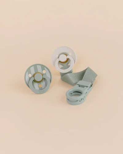 bibs dummy and loop gift set in sage