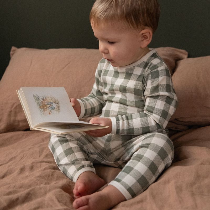 nature baby crispin check pj set