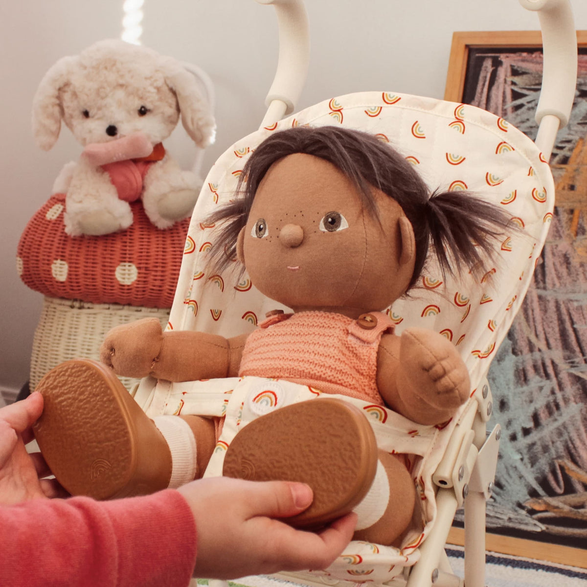 Dinkum Doll Dottie in a pram