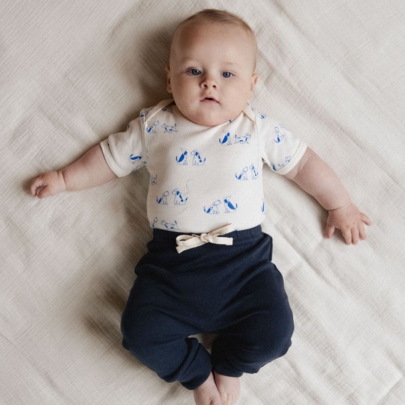 nature baby short sleeve bodysuit in dog walk print