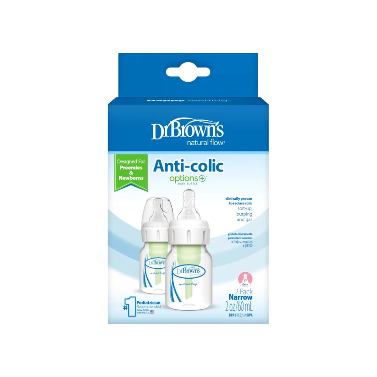 Dr Brown's Options+ Narrow Bottle 60ml 2 Pack packaging