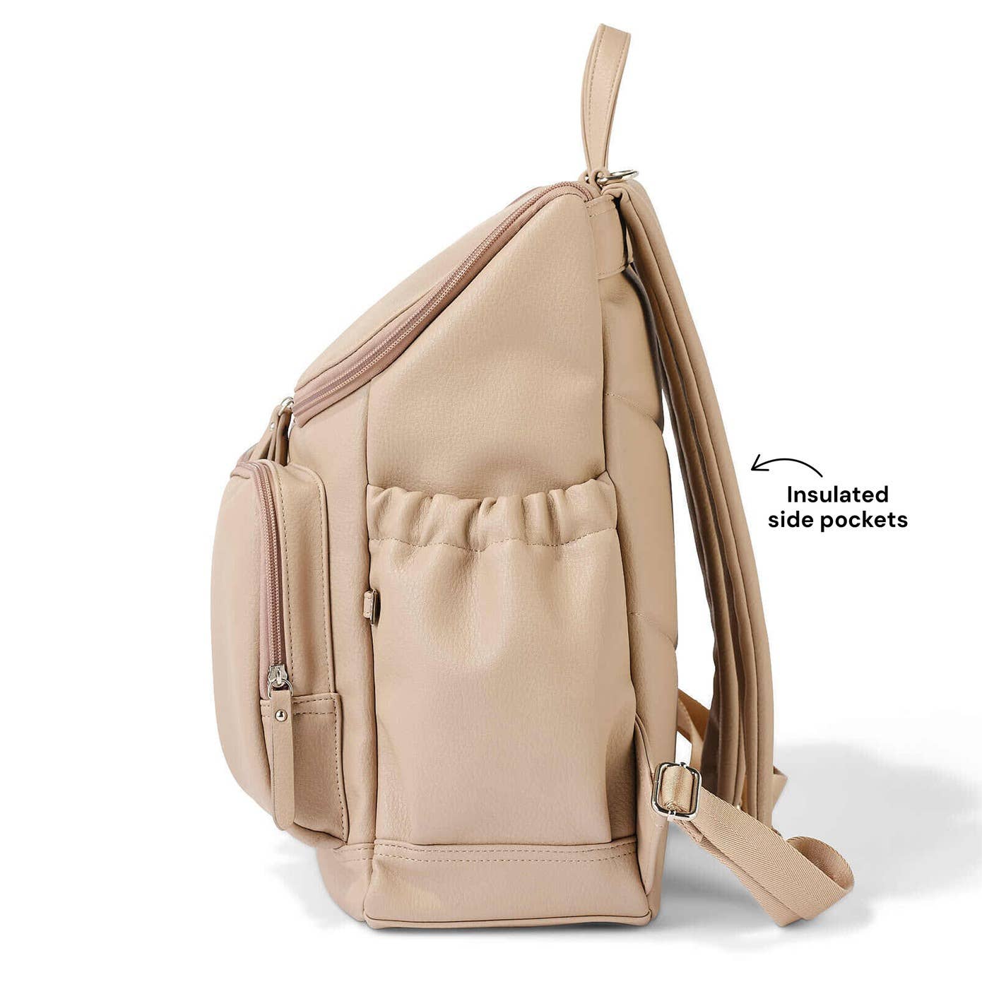 Signature Nappy Backpack | Oat Dimple Vegan Leather