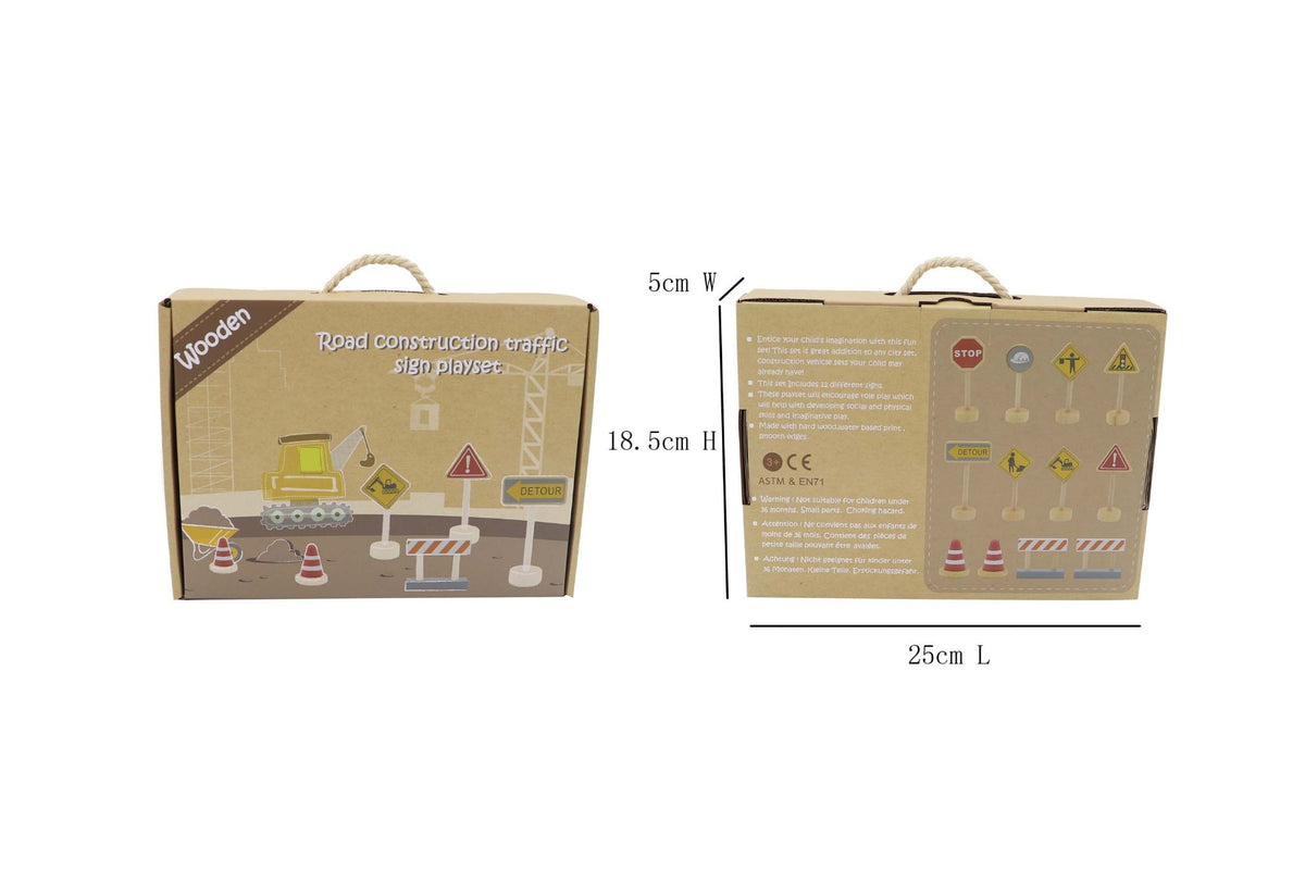 ToysLink Wooden Construction Traffic Sign Play Set