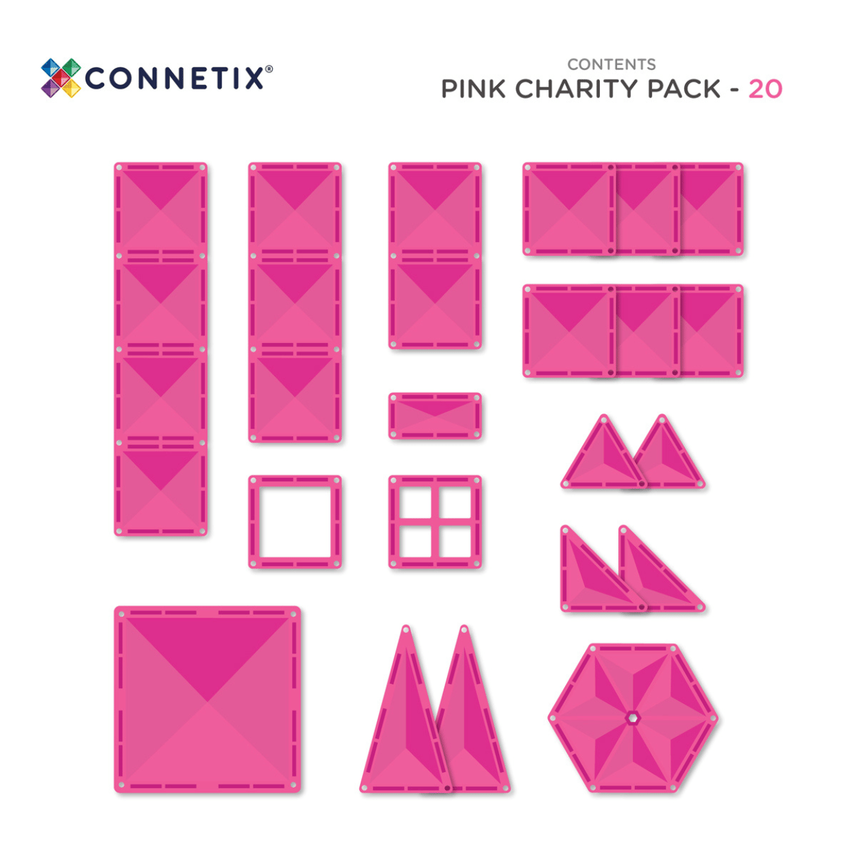 CONNETIX 20 piece pink charity pack