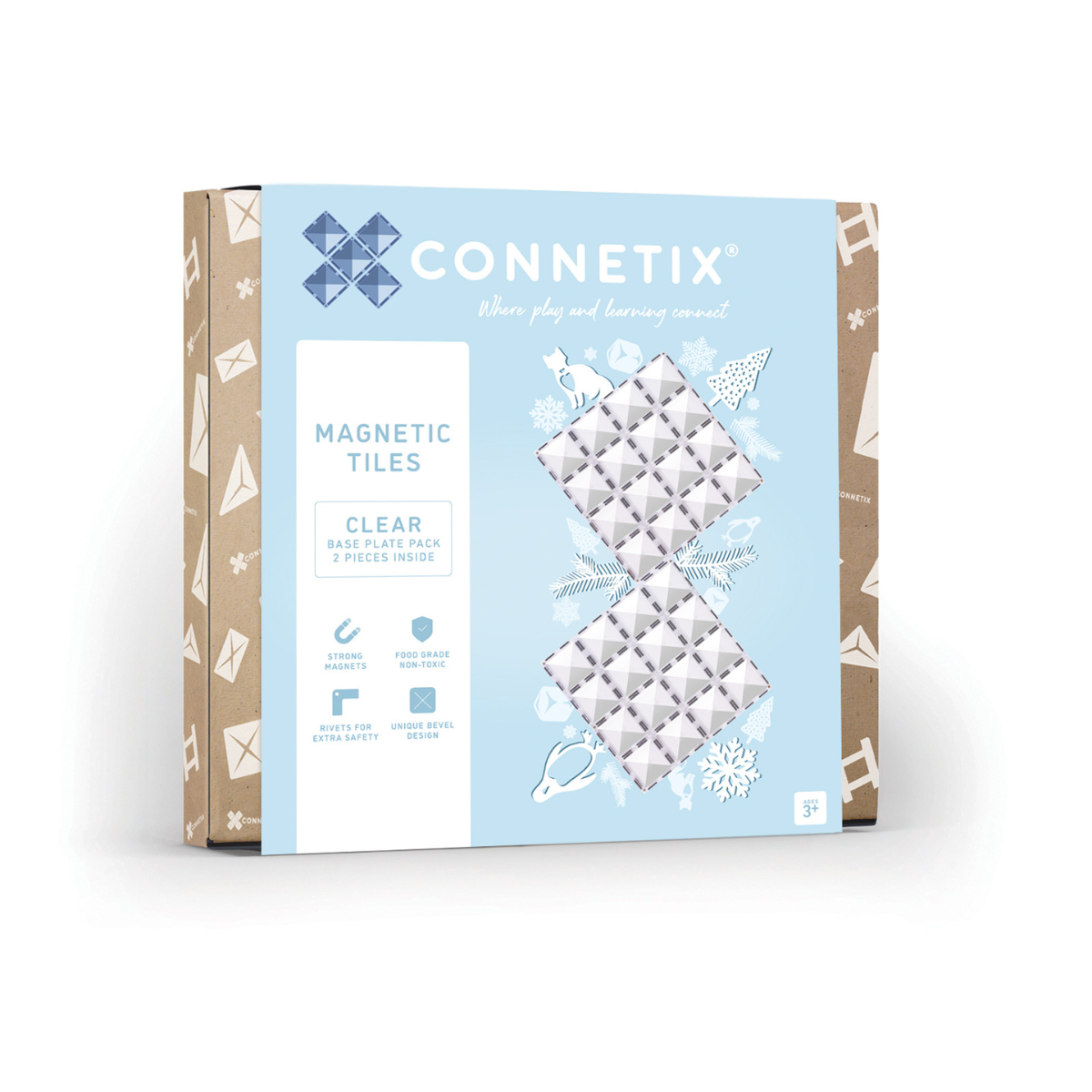 Connetix Clear Base Plate Pack 2 piece box