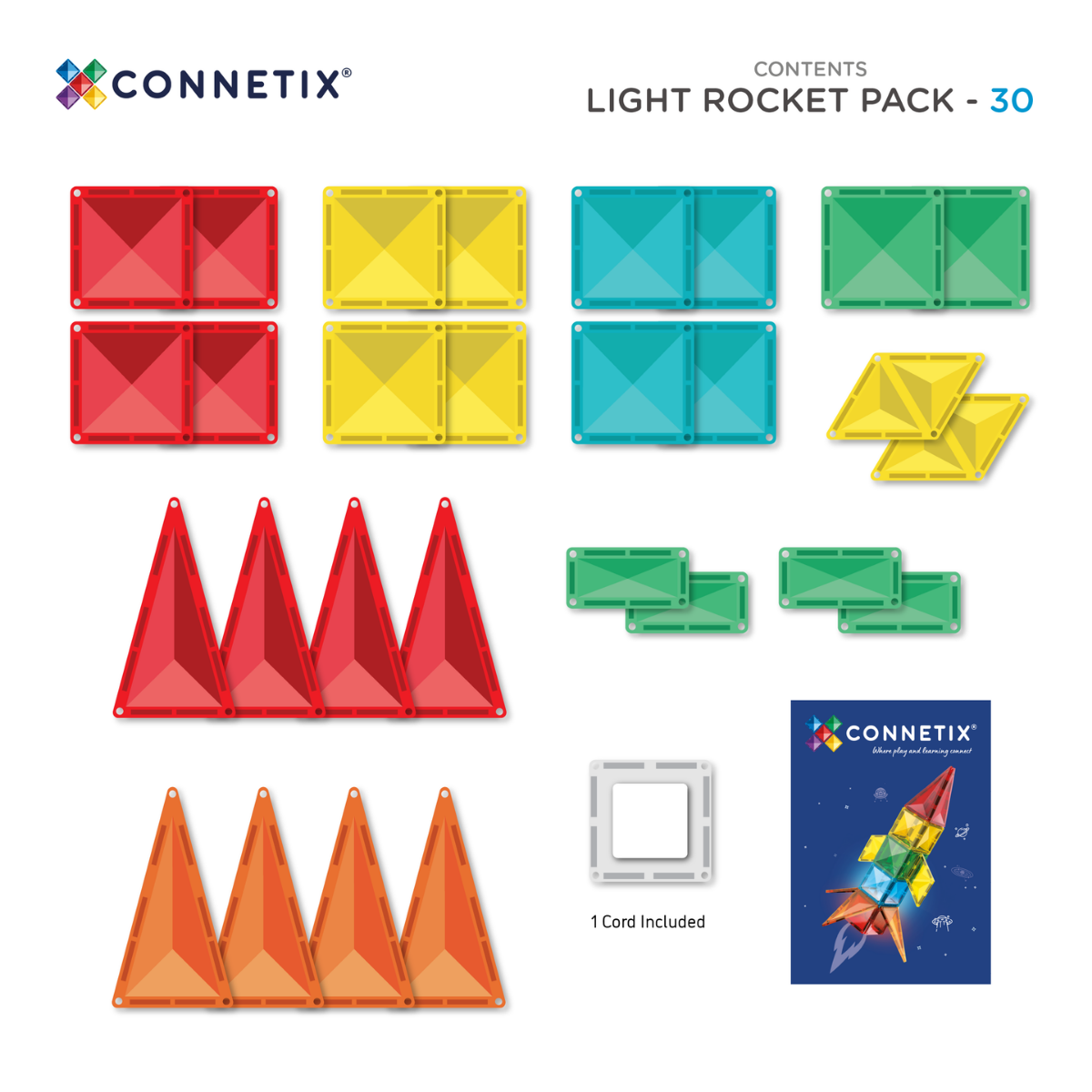 Connetix Light Rocket Pack 30 pc - Contents