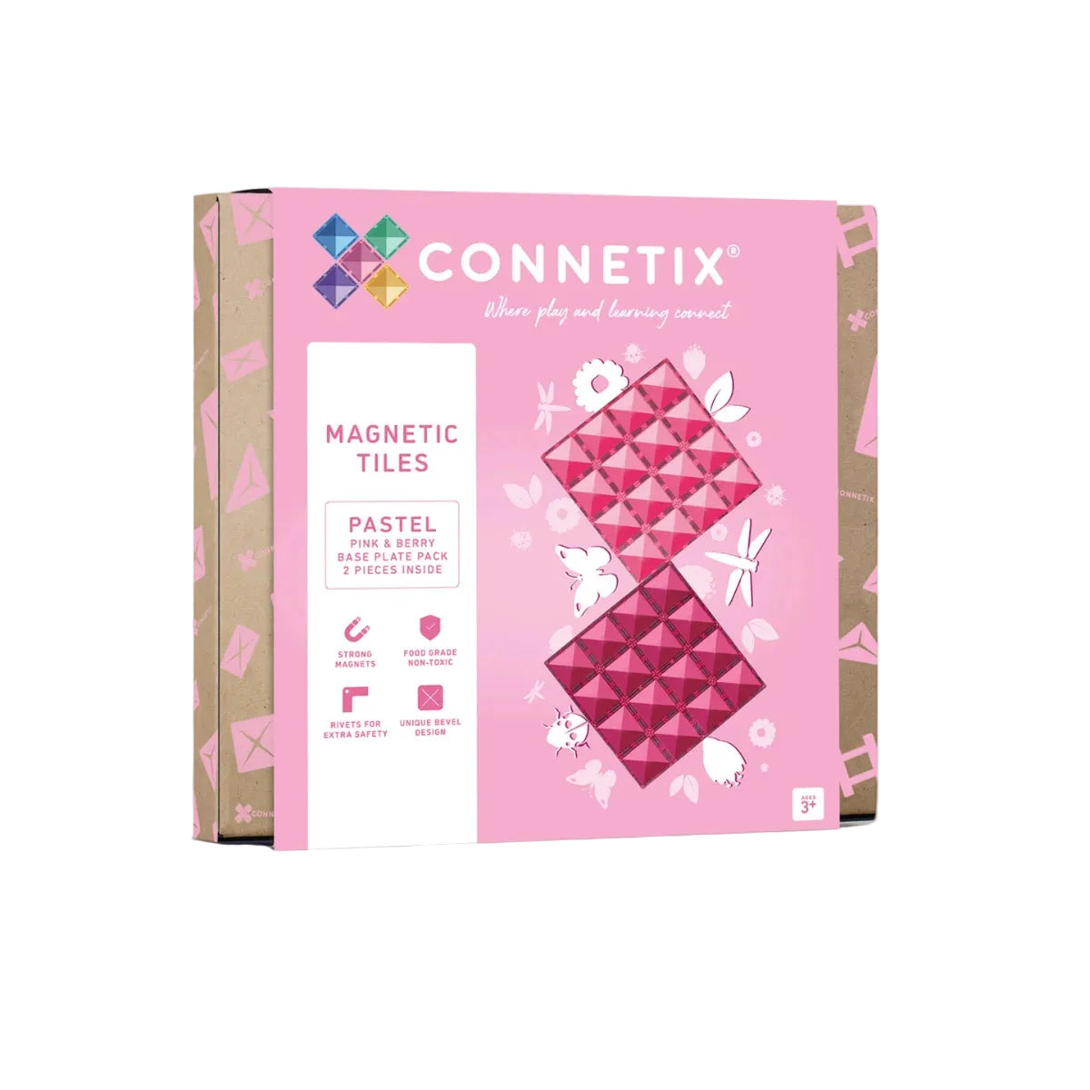 Connetix Pastel Pink + Berry Base Plate 2 pc - Box