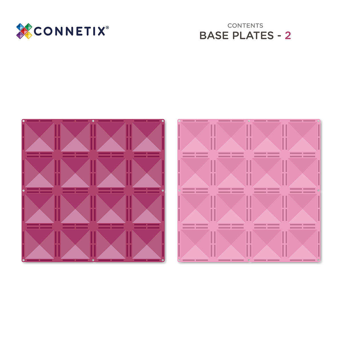 Connetix Pastel Pink + Berry Base Plate 2 pc - Contents