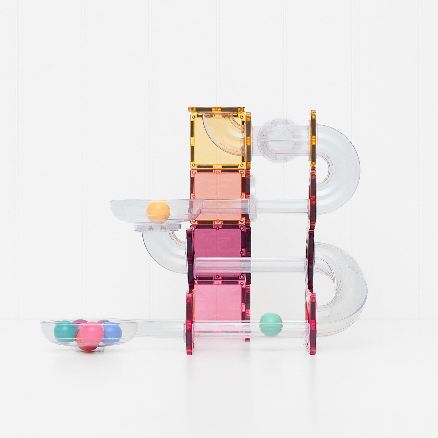 Connetix pastel magnetic tile marble run tower build