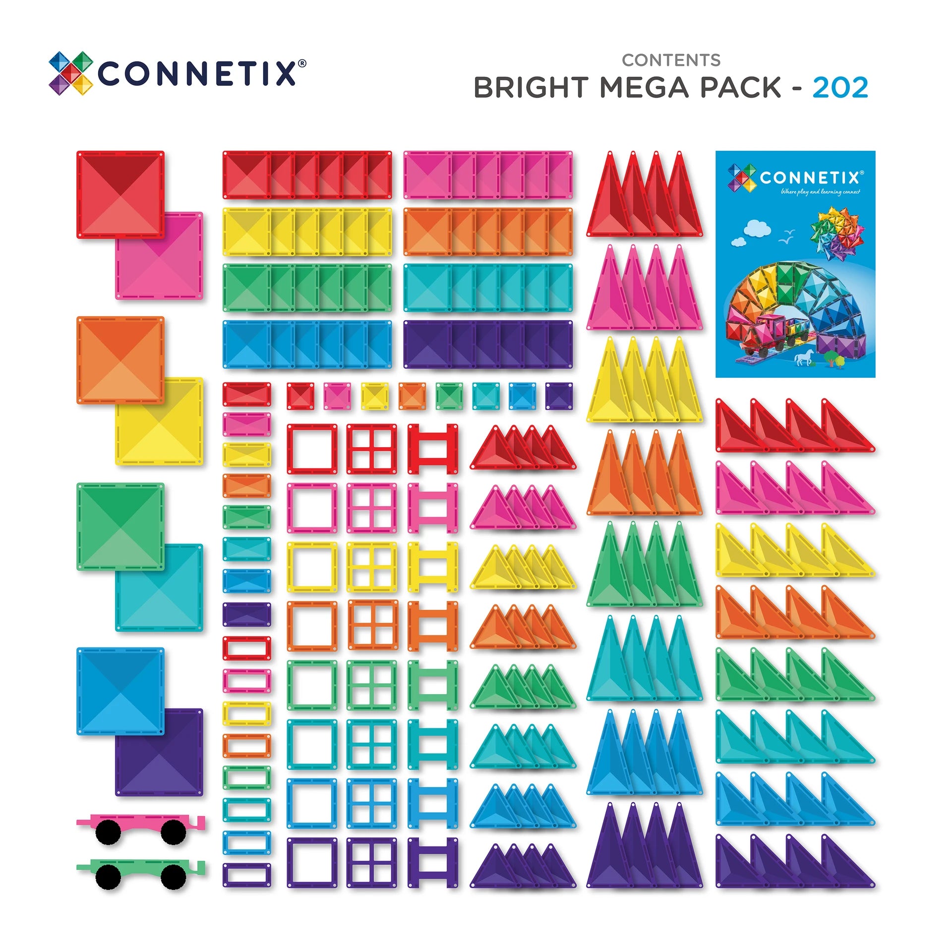 Connetix Bright Mega Pack 202 pc - Contents