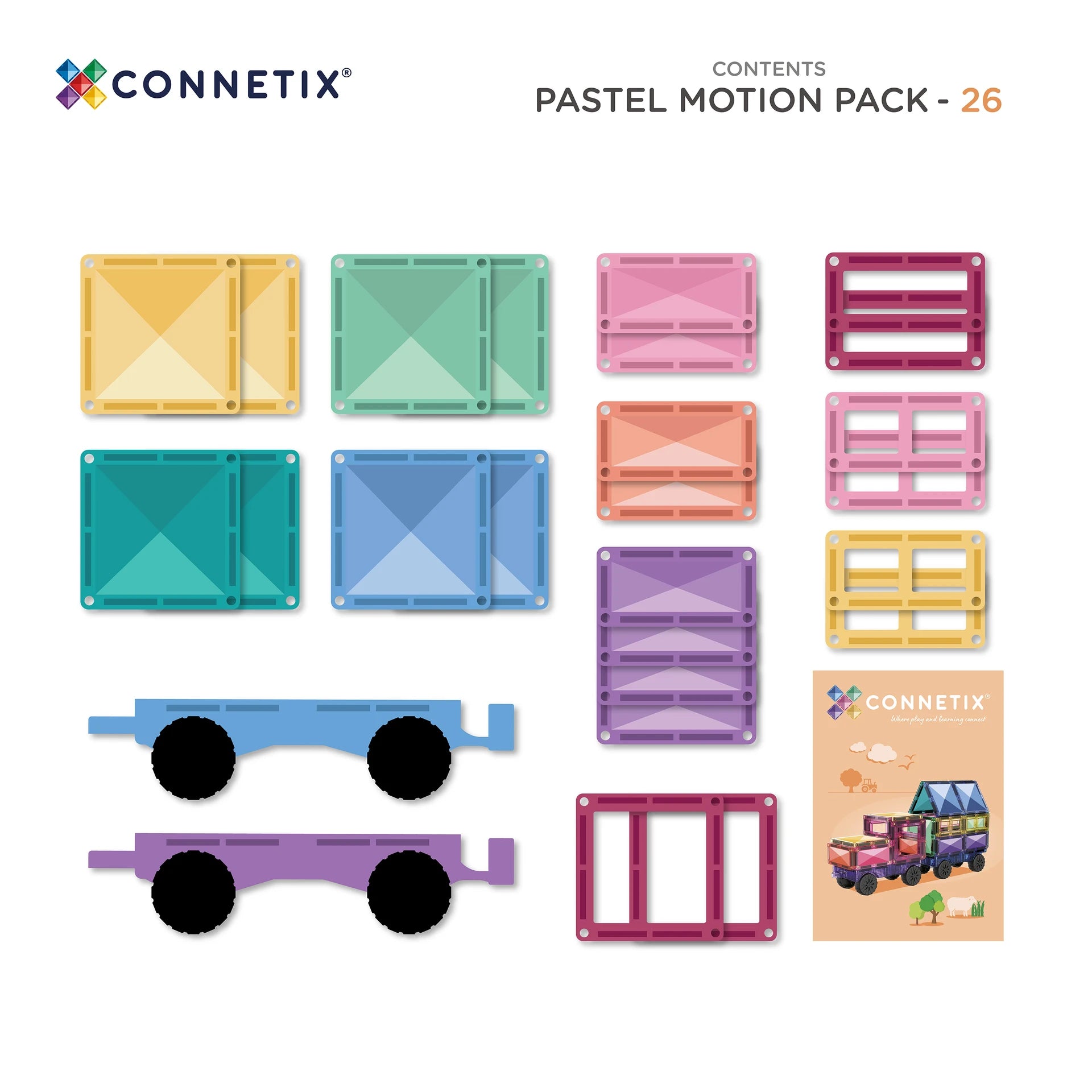 Connetix Pastel Motion Pack 26 pc - Contents