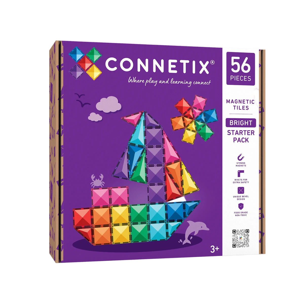 Connetix Bright Starter 56 Piece Pack - Box