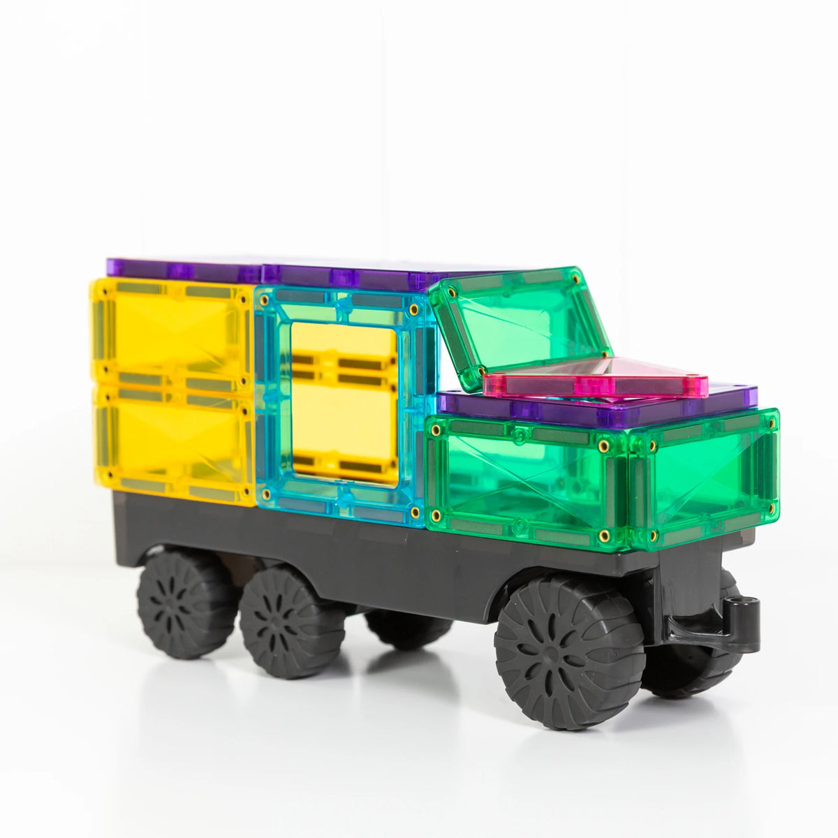 Connetix Bright magnetic tile truck on motion base wheels