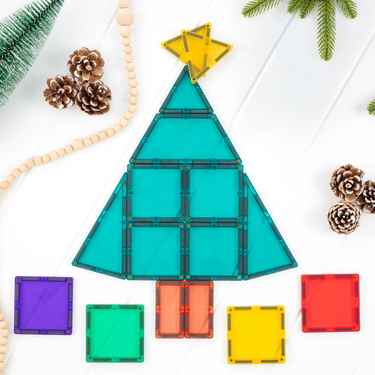 Connetix Christmas Tree built from magnetic tiles