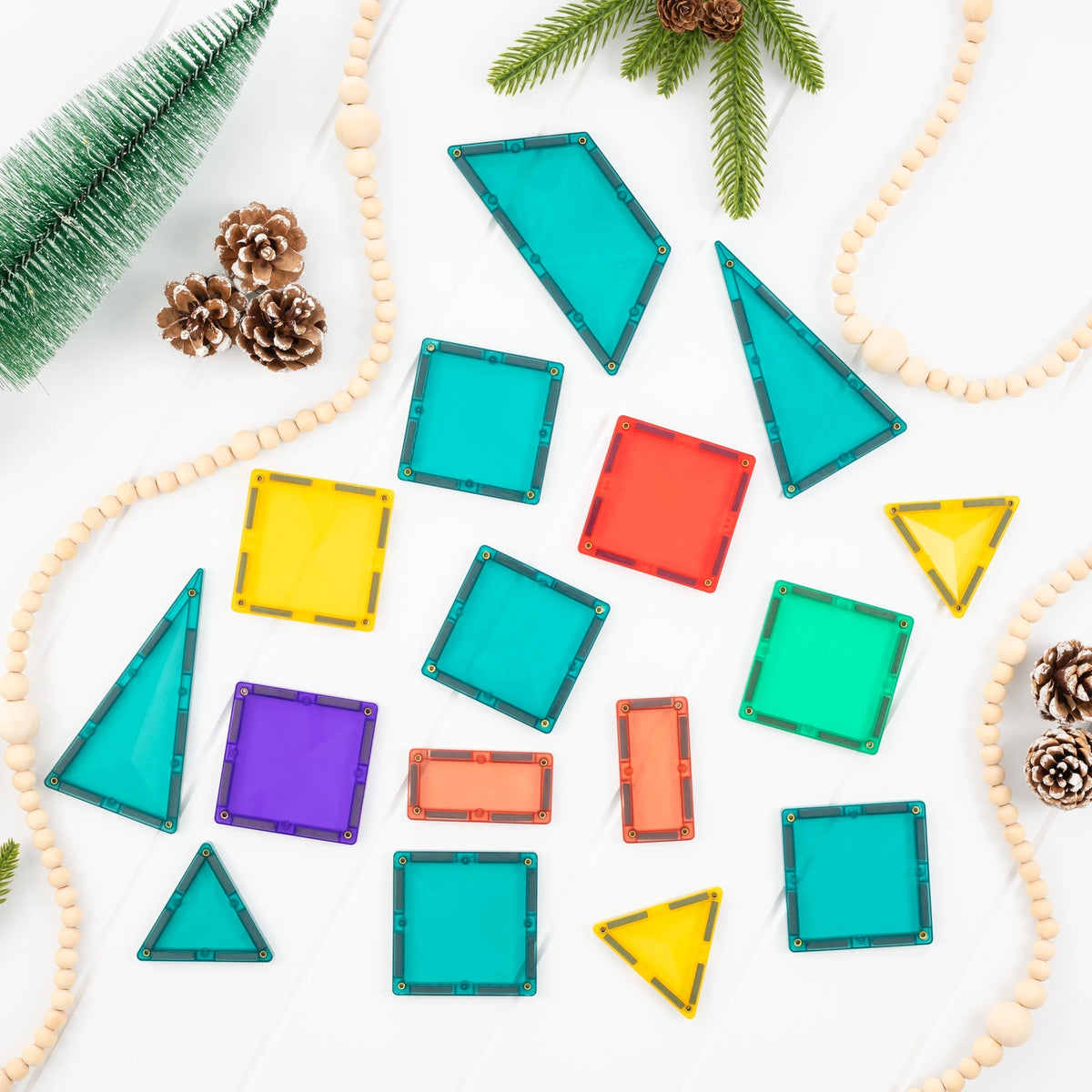 Connetix Christmas Tree Pack tiles laid out