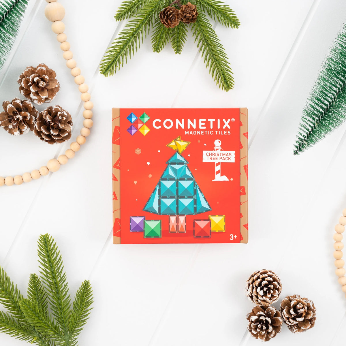 Connetix Christmas Tree Pack box with festive styling