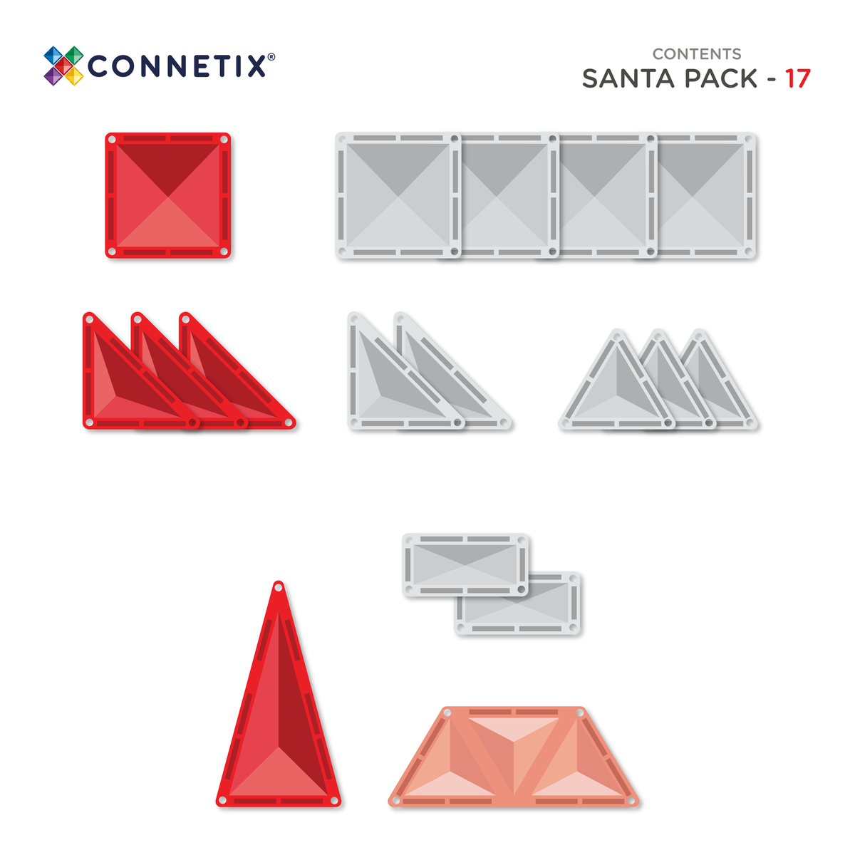Connetix Christmas Santa Pack contents: tile shapes included