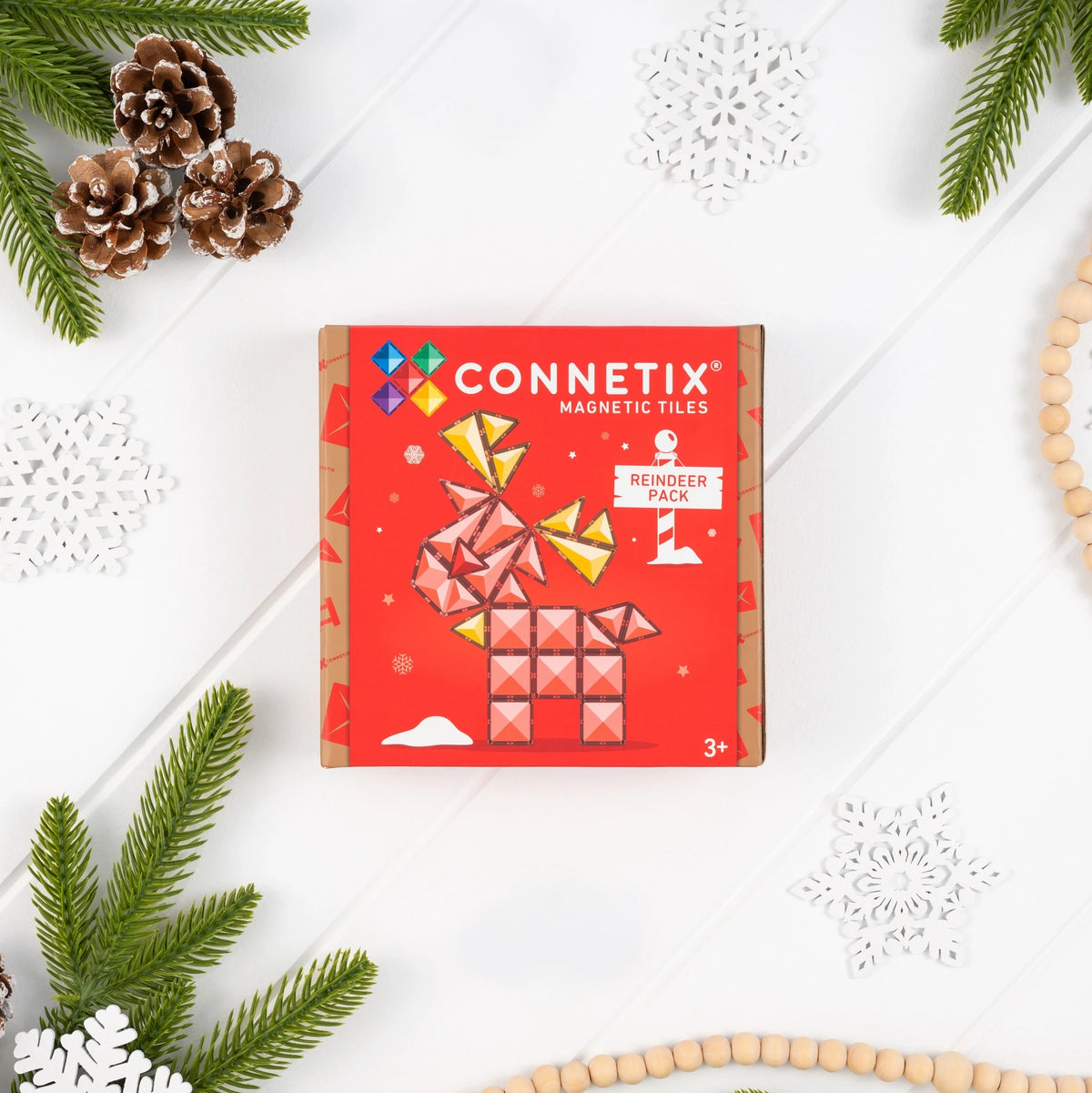 Connetix Christmas Reindeer Pack box with festive styling
