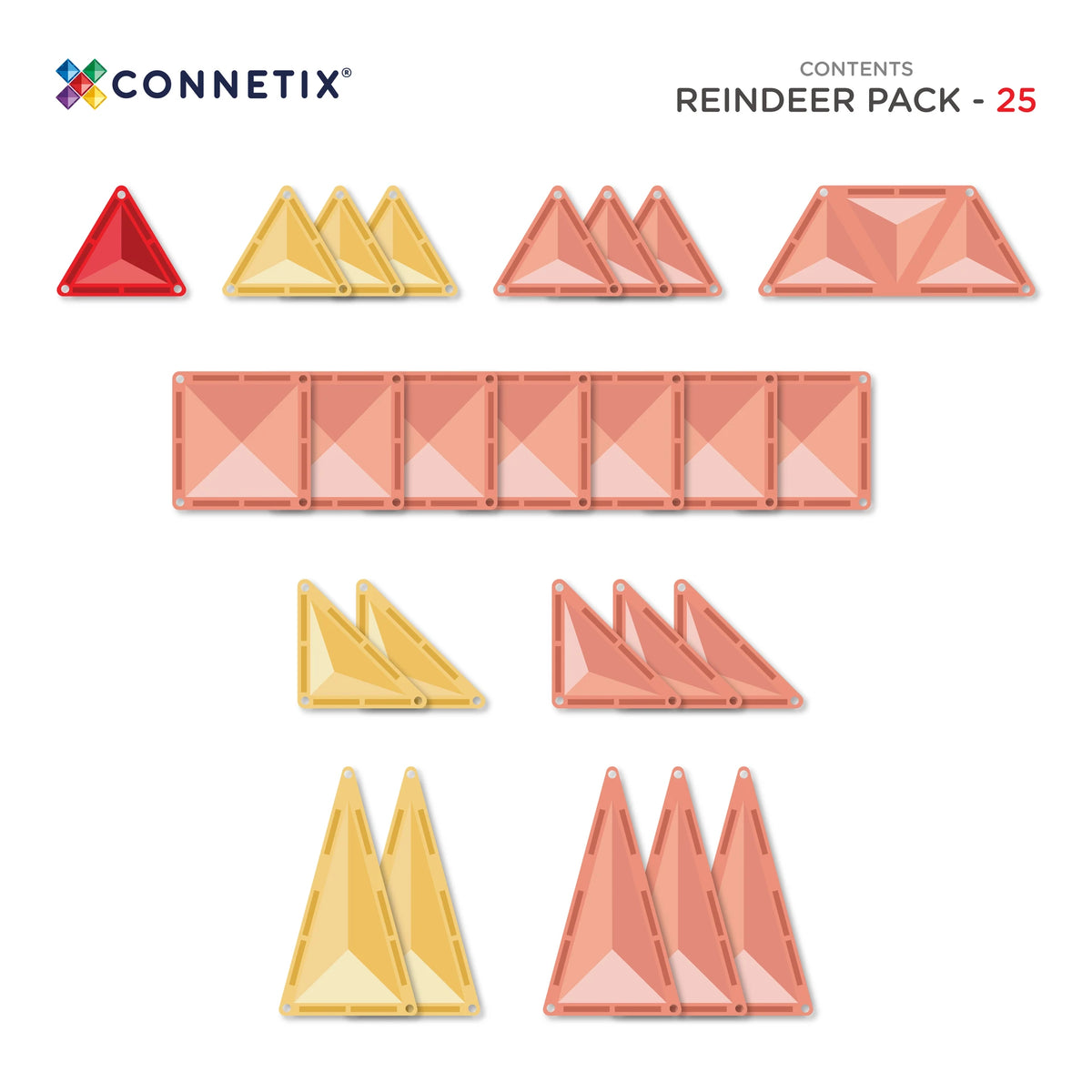 Connetix Christmas Reindeer Pack contents: tile shapes included