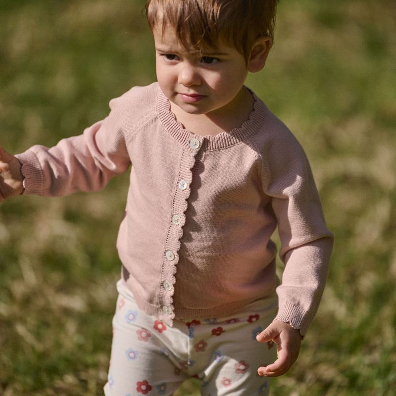 nature baby liliette cardigan in rose dust