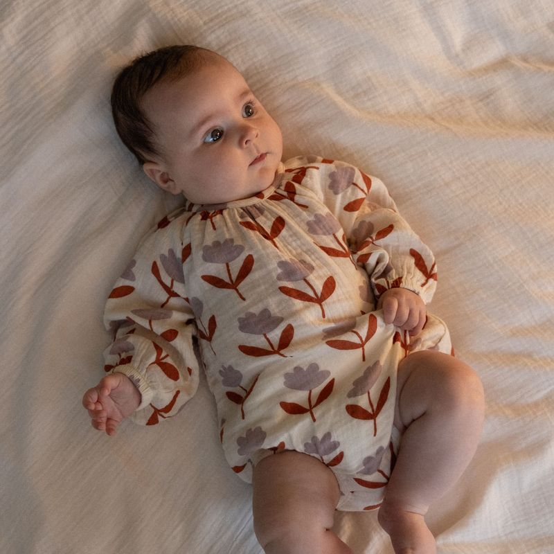 nature baby muslin meadow bodysuit in fleurette print