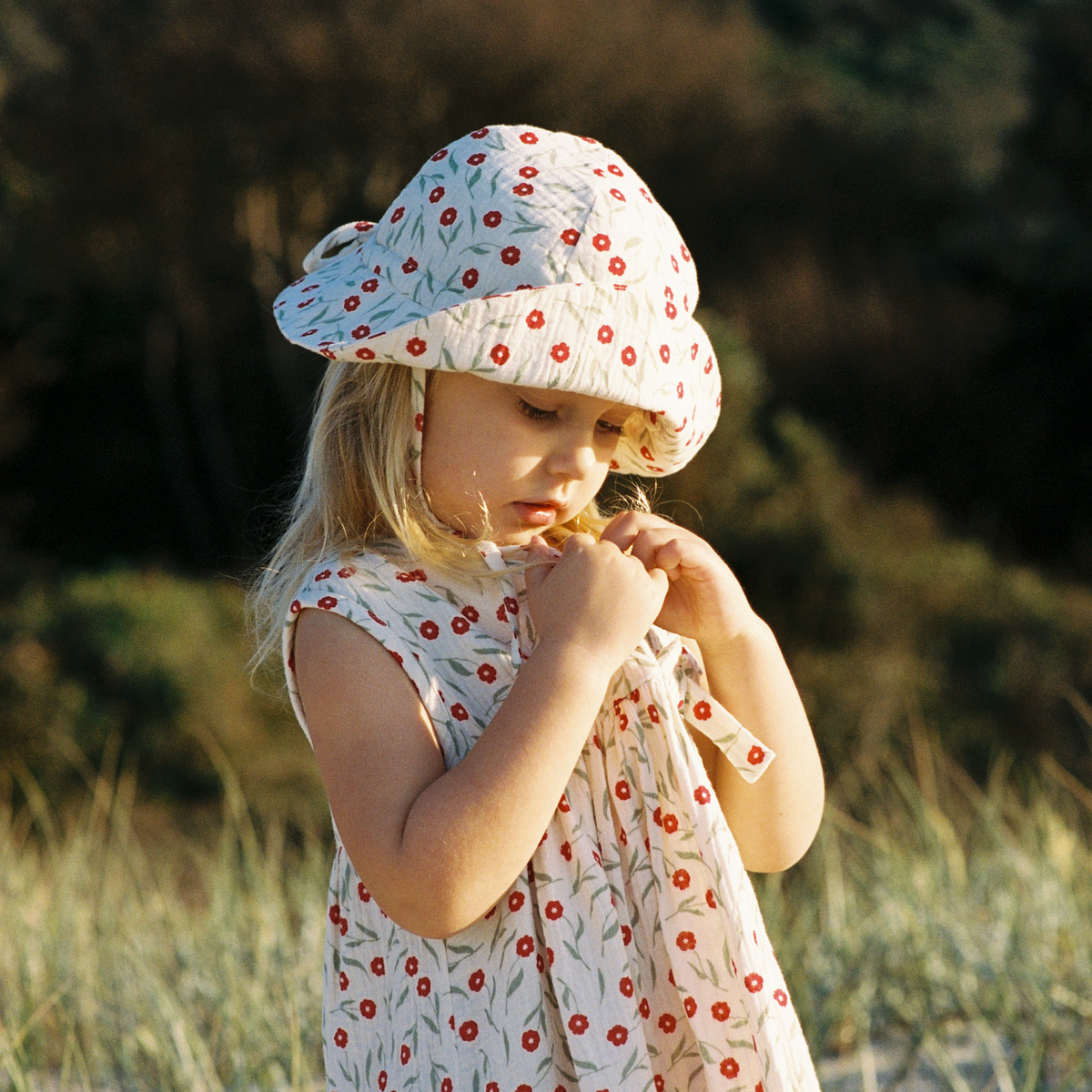 Muslin Sunhat in Joiette Print worn by child