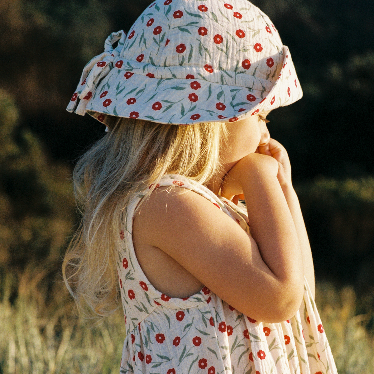 Muslin Sunhat in Joiette Print worn by child