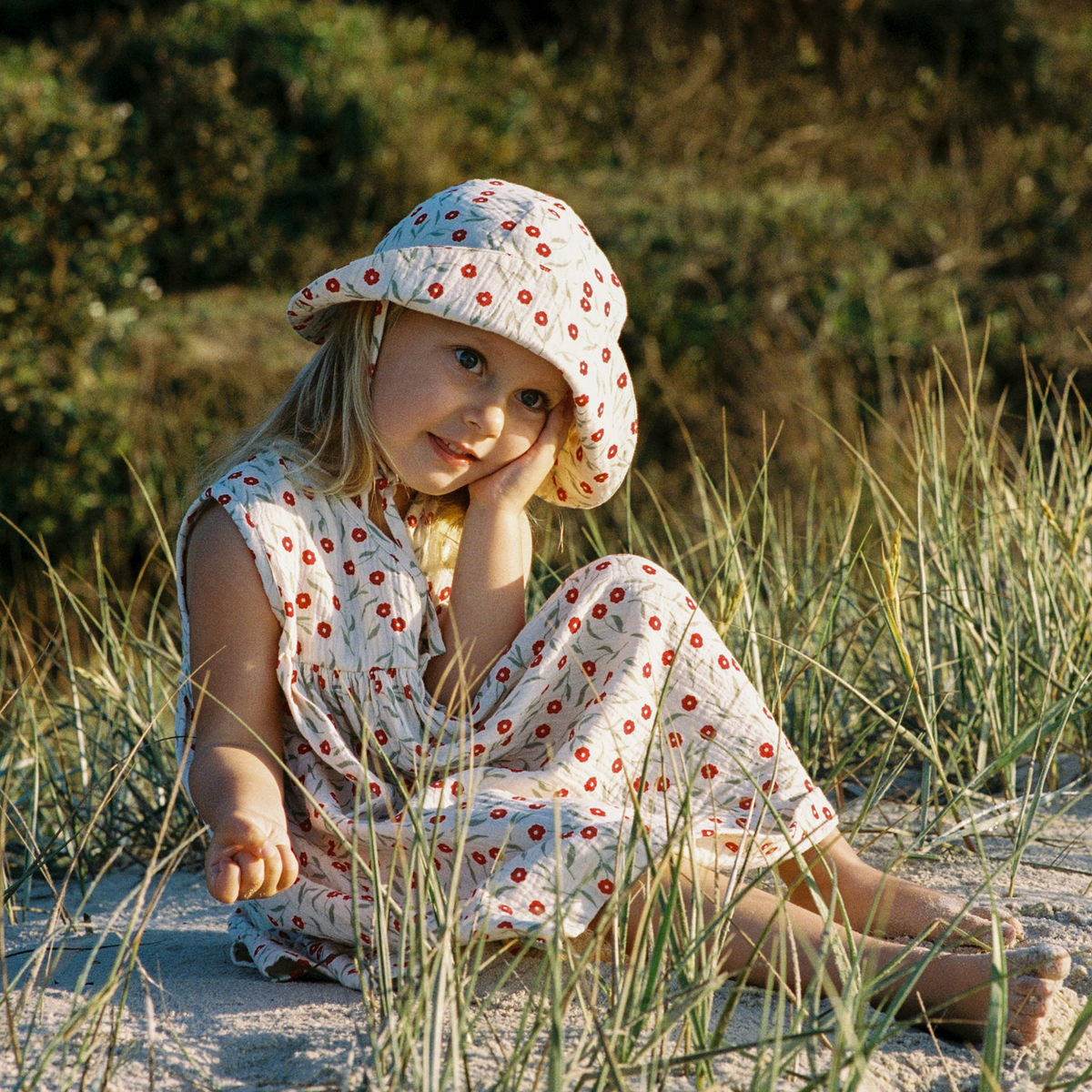 Muslin Sunhat in Joiette Print worn by child