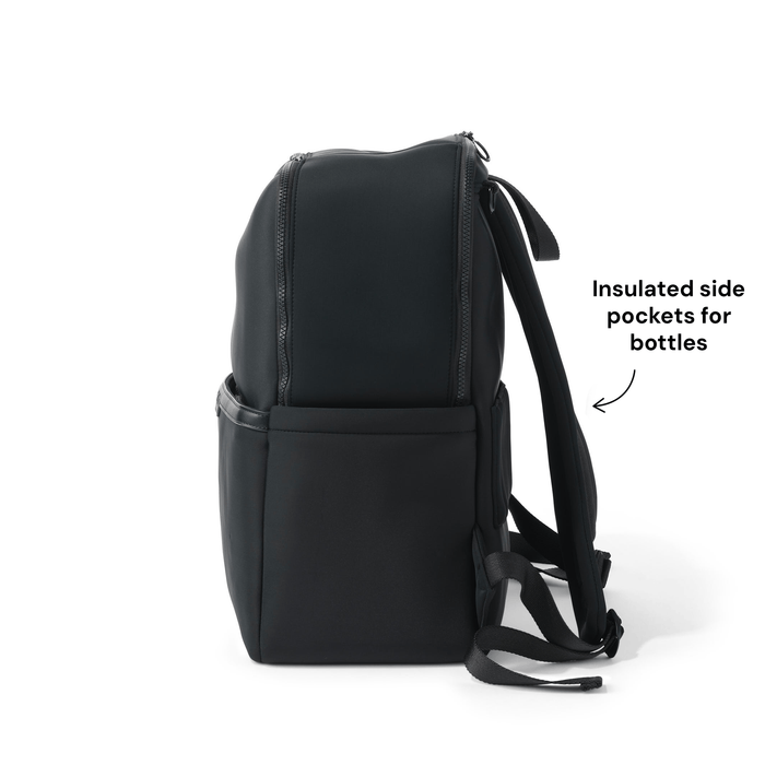 oioi multitasker nappy backpack in black neoprene